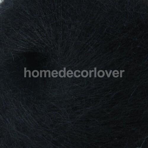 One Skein Of Black Angola Mohair Cashmere Wool Knitting Yarn Needle Size 9-12
