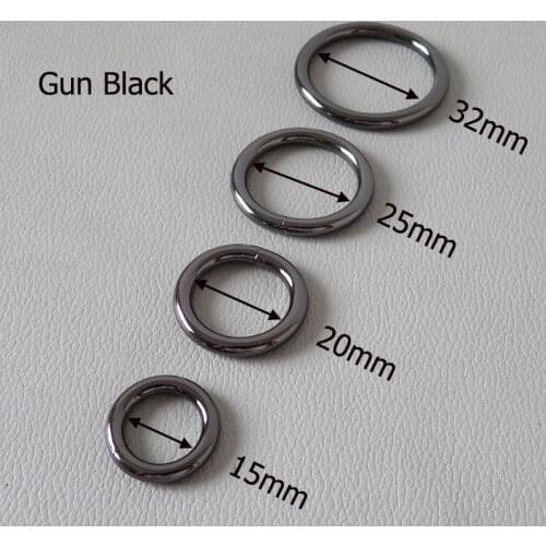 20mm 32mm Gun Black Metal O Ring Buckle Clasp For Bag Backpack Strap Belt Loop Pet Dog Collar Harness Garment Hardware Accessory