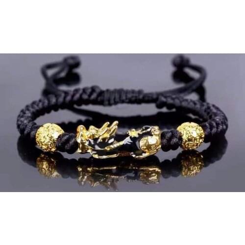Braided Rope Bracelets Pixiu Charm Bracelet for Women Men Gold Pixiu Bring Lucy Wealth Black Red Color Wrist Rope Chain