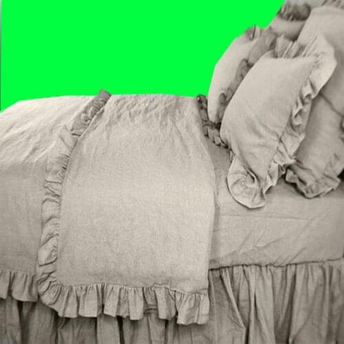 1pcs Ruffled Washed Linen Duvet Cover King Size French Flax Bedding Bed Cover 264x230cm