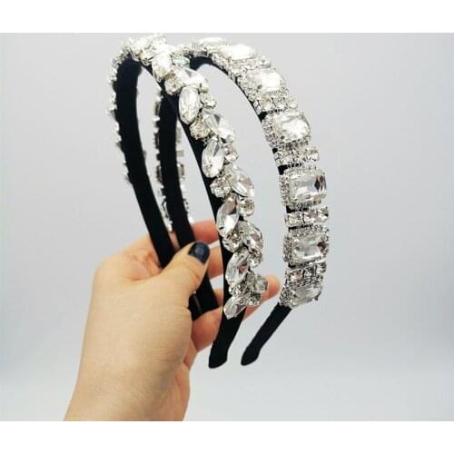 Full Rhinestone Headbands Fashion Hair Accessories Womens Rhinestone Baroque Shiny Thin Hairband All-match Hair Hoop Headwear