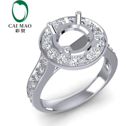 Semi Mount Ring 14K White Gold 7.5mm Round H/SI Diamond Engagement Settings