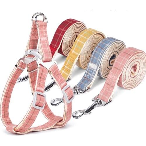Pet Harness And Leash Set, Dog Canvas Strap Vest And Traction Rope For Outdoor Walking