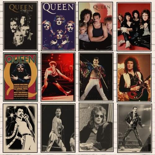 Queen Band Music Kraft Paper Poster Vintage High quality Printing Drawing core Decorative Painting Wall Sticker