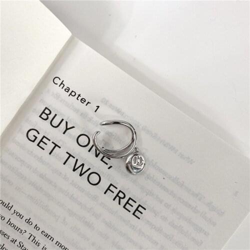 Harajuku Summer Hollow Smile Face Dangle Earring for Women Girls Textured Silver Color Metal Party Earring Jewelry Pendientes