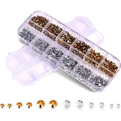 2000pcs Mix Sizes Non Hotfix Rhinestones Resin Crystal Strass With Box Nail Art Rhinestones With Pick Up pencil Manicure B1311