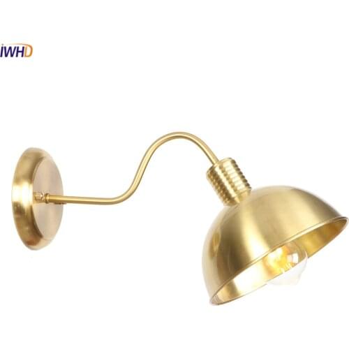 IWHD Copper Edison LED Wall Lamp Nordic Retro Wandlamp Vintage RH Bathroom Light Bedside Living Room Applique Murale Luminaire