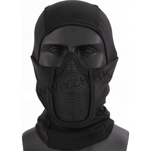 Shadow Warrior Hood Tactical Full Face Mask Balaclava Cap Motorcycle Army Airsoft Paintball Headgear Metal Mesh Hunting Protecti