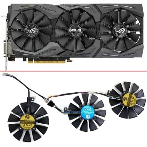 3Pcs 87Mm PLD09210S12HH T129215SU Graphics Card Fan For Asus Strix GTX980TI RX480/580 R9 390X/R9 390 GTX 1060 GTX1070 Ti 1080Ti