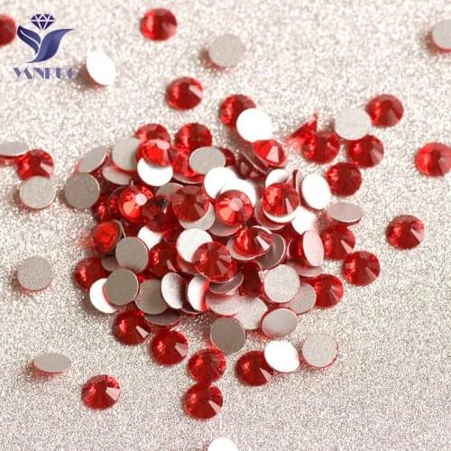 YANRUO SS30-SS34 288pcs Light Siam Rhinestone Non Hot-Fix Strass Red Color Strass For Weeding Clothes