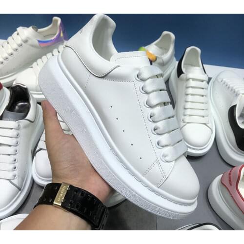 Genuine leather McQueen hundred small white shoes womens 2021 muffin thick soled high versatile couple sports casual shoes