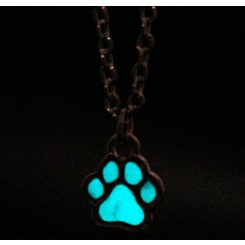 Dongsheng Glow in Dark Luminous Pet Dog/Cat Footprint Pendants Necklace Cute Animal Puppy Paw Colar Women Choker Necklace-30