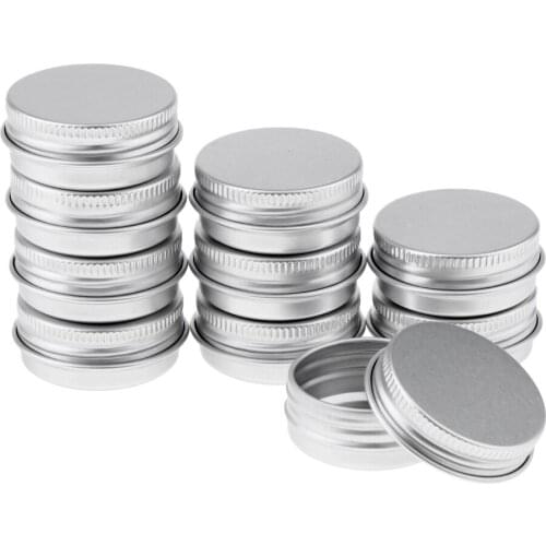 10pcs 15ml Empty Cosmetic Pots Lip Balm Container Jar Silver Aluminum Tins