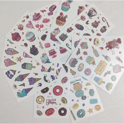 10pcs Children Temporary Tatoo Sticker Waterproof Fake Tattoo Ice Cream Fruit Cake Gift Tattoos Hand Foot Tatouage Boy Girl