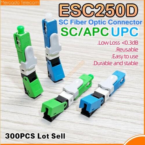 100/200/300PCS/LOT ESC250D SC/APC SC/UPC Fast Connector SC APC UPC SM Optical FTTH Cold Connector Tool Fiber Optic