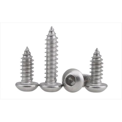 20/10PCS M3/M4/M5/M6 Hex Socket recessed Truss head self-tapping screws 304 stainless steel flat screws M5 screw