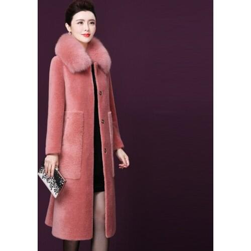 2019 Winter Autumn Woman Clothes , Womens Thick Warm Fox Fur Lamb Long Coat , 4xl Blue Camel Overcoat for Women