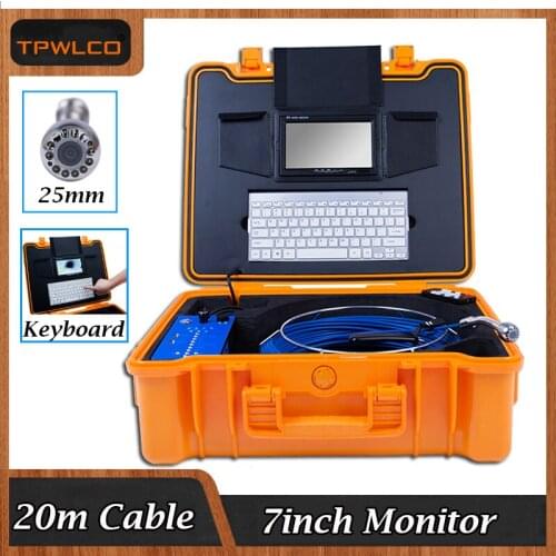 25mm Conduit Inspection Camera Viewing Angle 120degree 20m 7inch Display HD Industry Endoscope Camera System With Keyboard