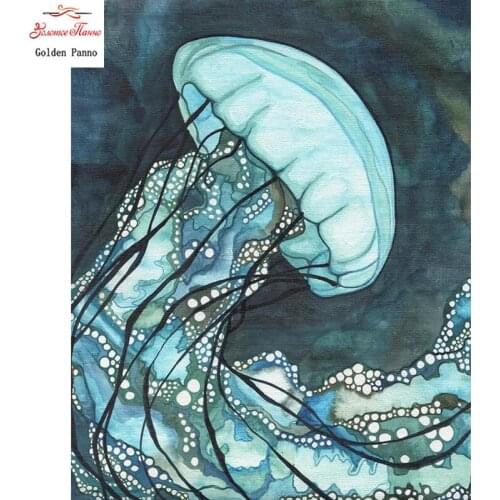 5D DIY full square diamond painting cross stitch square jellyfish painted frosty mosaic home decor embroidery rhinestones