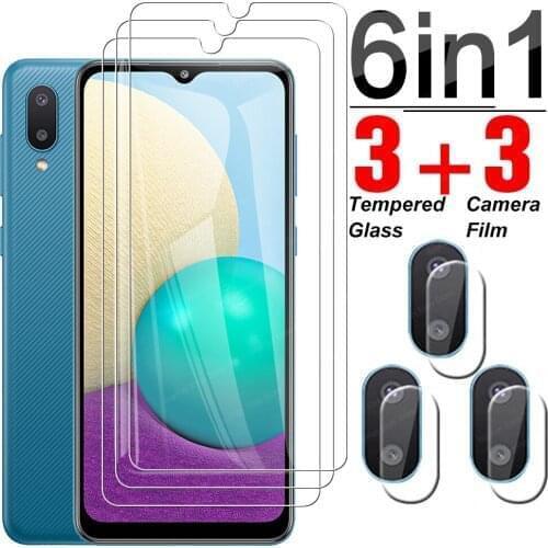 6 in 1 Tempered Glass For Samsung Galaxy A02 A02S A01 Core Screen Protector Full Cover Camera Lens Film Svmsung M02S Glass