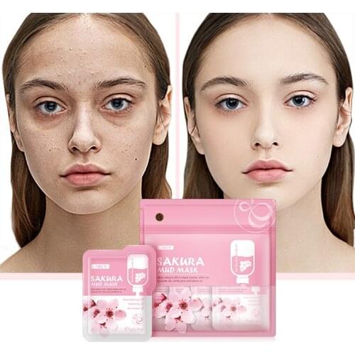 LAIKOU 7pcs Japan Sakura Mud Face Mask Anti Wrinkle Night Facial Packs Skin Clean Dark Circle Moisturize Anti-Aging Skin Care