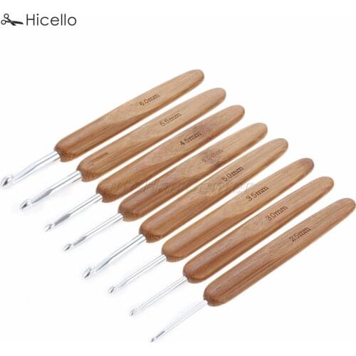 8pcs/set Crochet Hook Knitting Needle Bamboo Metal 13.5cm Handmade Sewing Sweater Woolen trousers scarf hat 2.5mm-6mm Hicello