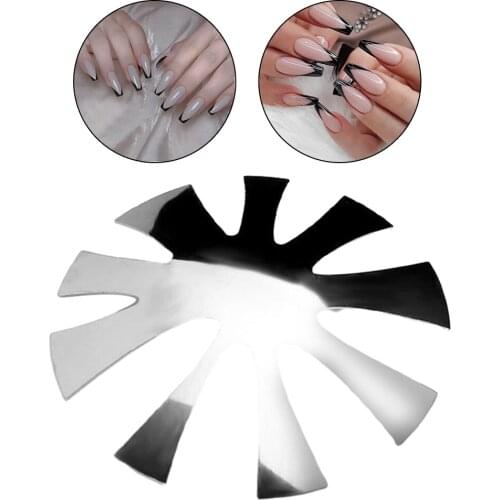 9 Sizes Nail Cutter Line Edge Trimmer Line Cutter Stainless Steel Concave/V Shaped for UV Gel Kit