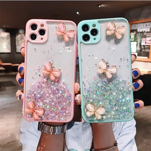 3D Butterfly Glitter Sequins Phone Case For Huawei P30 Lite P40 Pro Lite Y5P Y6P Y7P Cover Honor 8A Y6 2019 Mate 30 Pro
