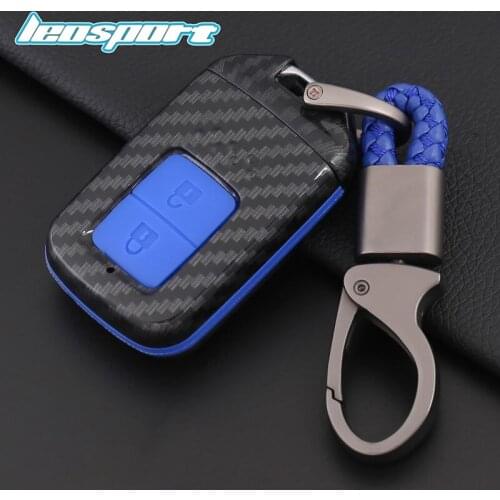 Carbon fiber silicone rubber car remote key fob cover case for Honda Accord Civic Fit Type A and B