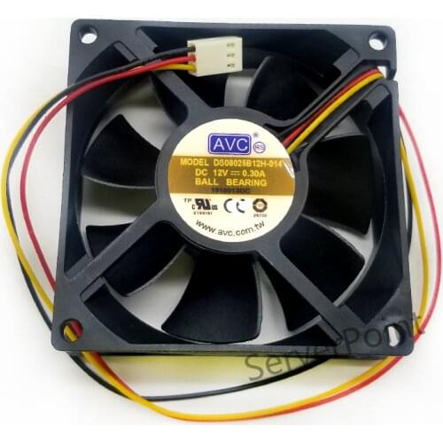 For AVC DS08025B12H-014 DC 12V 0.30A 80x80x25mm Server Square Fan