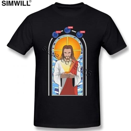 Praise The Technology T-Shirts Simple Graphic Large Size Tee Male Short Sleeve Round Collar Jesus Christ Tshirt Soft Cotton
