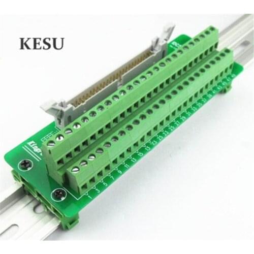 IDC50Pin 2.45mm IDC-50 Pin Male Connector to 50-Pin Terminal Block Breakout Board Adapter PLC Relay Terminals DIN Rail Mounting
