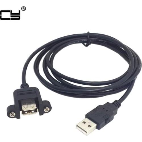 USB 2.0 Male to Female Extension Cable with Panel Mount Screw hole lock connector adapter cord for computer 30cm 50cm 1m 1.5m 3m