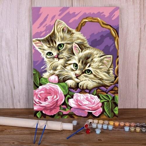 Animal Cat Paint By Numbers Set Oil Paints 40*50 Boards By Numbers Loft Wall Picture For Handicraft
