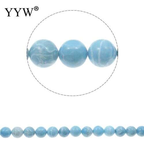 YYW New Arrival Charm Natural Blue Stone Larimar Round Loose Bead For DIY Women Jewelry Gift 6 8 10 12mm Pick size