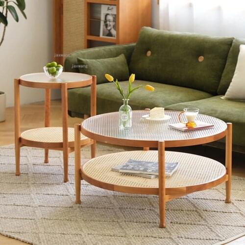Household Furniture Rattan Coffee Tables Simple Small Apartment Living Room Corner Table Japanese Balcony Hotel Round Side Table