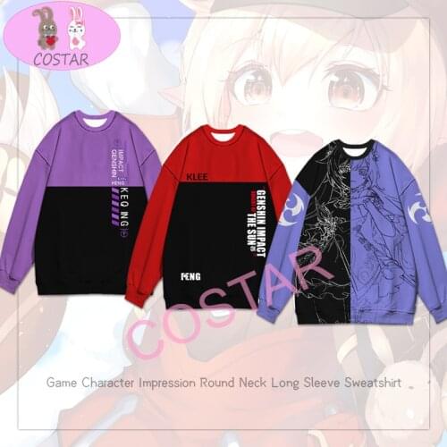 COSTAR Anime Game Genshin Impact Keqing Diluc Klee Mona Printed Soft Wearing Fashion T-shirt Long Sleeve Harajuku Unisex Tees