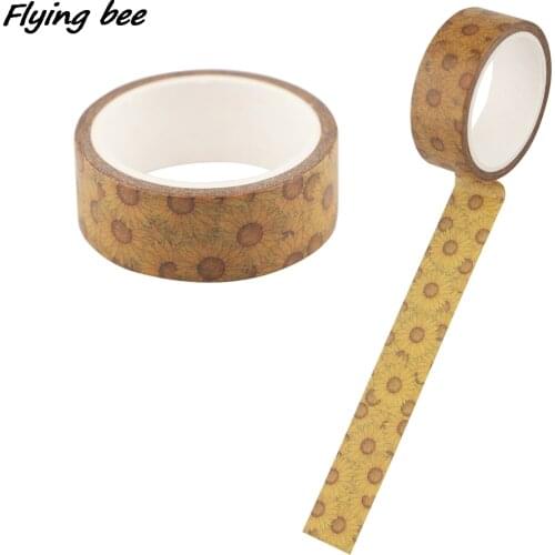 Flyingbee 15mmX5m Yellow Sunflower Painting Art Washi Set Adhesive Tape DIY Decoration Diary Sticker Stationery Supply X1103
