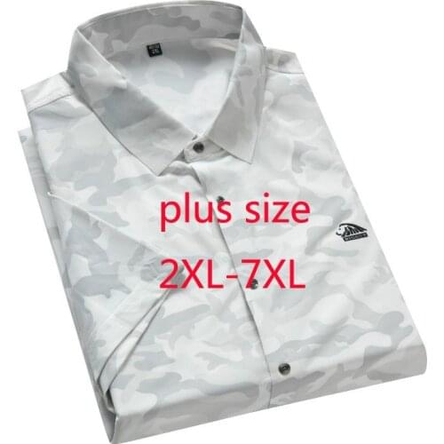 New Arrival Super Large Summer Men Fashion Casual Camouflage Printed Short Sleeve Casual Shirts Plus Size XL 2XL 3XL4XL5XL6XL7XL