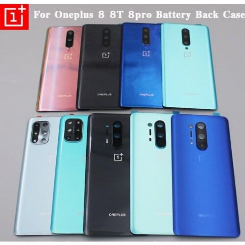 Glass Back Cover Original For Oneplus 1+ 8 8t 8pro Phone Replacement Waterproof Case Rear Door Housing Panel Shell & Camera Lens