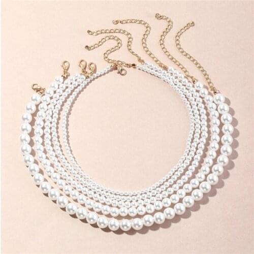 2021 New Elegant White Imitation Pearl Choker Necklace Big Round Pearl Wedding Necklace for Women Charm Fashion Jewelry Gift