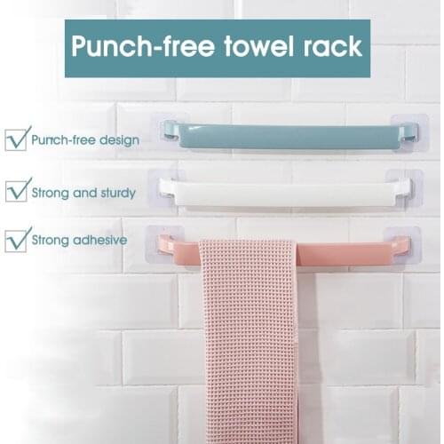 Bathroom Towel Storage Rack Bathroom Kitchen Free Perforation Bathroom Shelves Hair Hanging Wall Towel Rack 7.5 inches