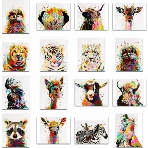 Full Square Diamond mosaic Colorful Animal 5D DIY Diamond painting Tiger Full Round Diamond embroidery Cross stitch Cattle