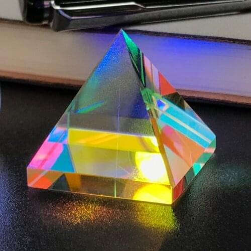 20*20*20mm Prism Pyramid Crystal Optical Lens Dispersion Prism Multicolor Glass Beam Splitting Christmas Gifts With Box