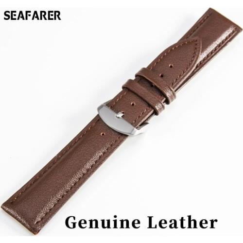 SEAFARER Watchband 18mm 19mm 20mm 21mm 22mm 24mm Calf Genuine Leather Watch Band Alligator Grain Watch Strap for Tissot Seiko
