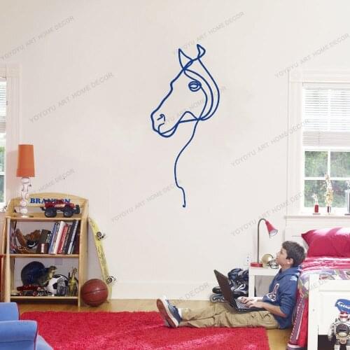 Animal Horse Line Draw Art Wall Sticker For Home Decor Kids Room Fashion Wall Decals Removable Murals Wallpoof CX1608