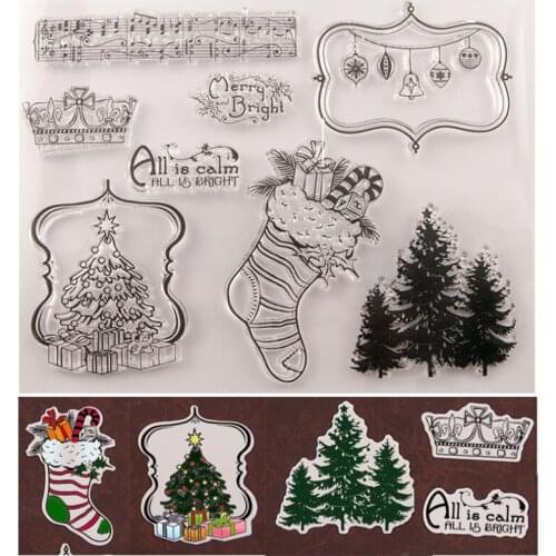 Christmas Stocking Transparent Clear Silicone Stamp Seal DIY Scrapbook Rubber Hand Account Photo Album Diary Decorate Reusable