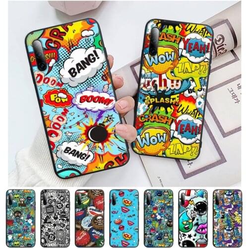 Graffiti Sticker Bomb Silicone Mobile Phone Case Cover For Huawei Y6 Y7 Y9 Prime 2019 Y9s Mate 10 20 40 Pro Lite Nova 5t