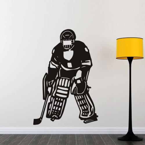 Hockey Player Vinyl Wall Stickers Sport Removable Wall Sticker Mural Wall Decal Home Decor Waterproof Wallpaper Poster SA444