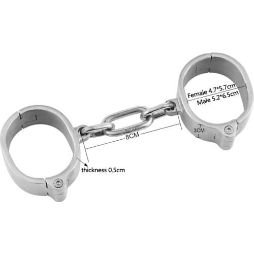 Screw Lock Stainless Steel Metal Handcuffs BDSM Bondage Wrist Restraints Slave Fetish Erotic Sex Games For Adults Hand Cuffs